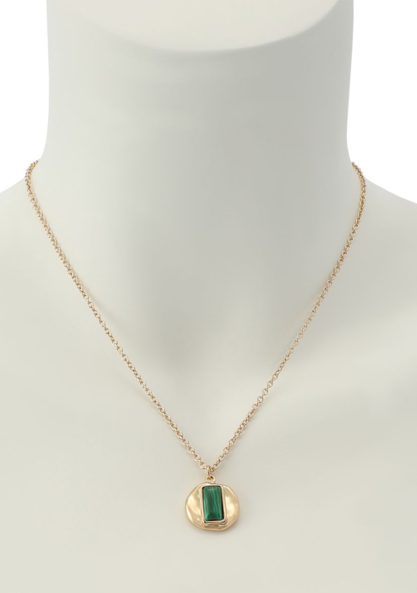 Malachite Molten Disc Pendant Necklace