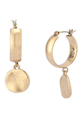Robert Lee Morris Soho Heirloom Charms Disc Huggie Earrings, Gold