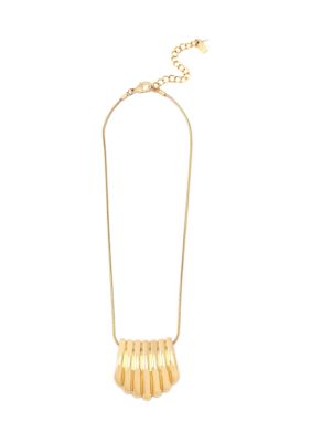 Robert Lee Morris Soho Ribbed Tube Pendant Necklace, Gold, 16 in