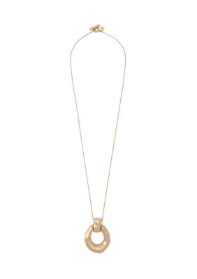 Robert Lee Morris Soho Molten Disc Pendant Long Necklace, Gold, 34 in