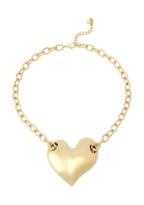 Robert Lee Morris Soho Heart Pendant Statement Necklace, Gold, 18 in