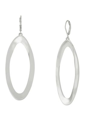 Robert Lee Morris Soho Oval Gold Tone Drop Earrings, Silver