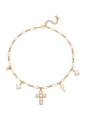 Robert Lee Morris Soho Mother of Pearl Cross Bib Necklace