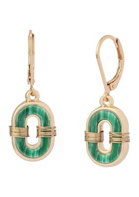 Robert Lee Morris Soho Malachite Link Drop Earrings