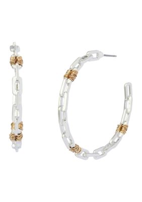 Robert Lee Morris Soho Large Paper Clip Wire Hoop Earrings