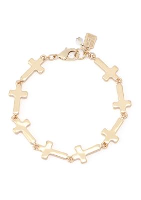 Robert Lee Morris Soho Cross Link Bracelet, Gold, 8 in