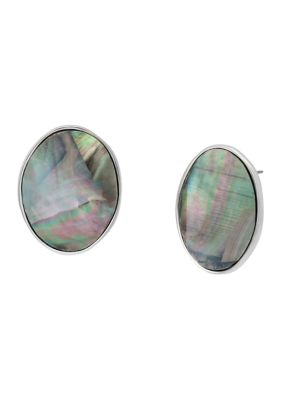 Robert Lee Morris Soho Mother of Pearl Oval Button Earrings