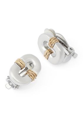 Robert Lee Morris Soho Oval Link Wire Wrapped Clip-On Earrings
