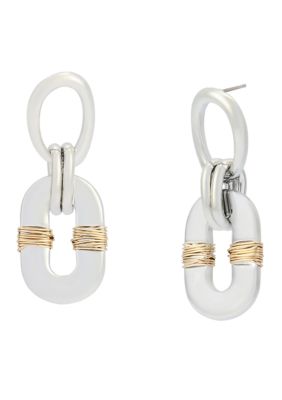 Robert Lee Morris Soho Oval Link Wire Wrapped Drop Earrings