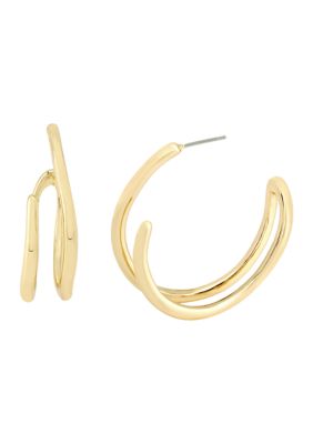 Robert Lee Morris Soho Fluid Bypass Medium Hoop Earrings, Gold