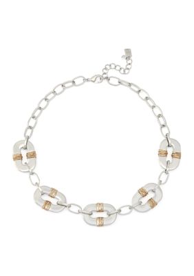 Robert Lee Morris Soho Oval Link Wire Wrapped Bib Necklace