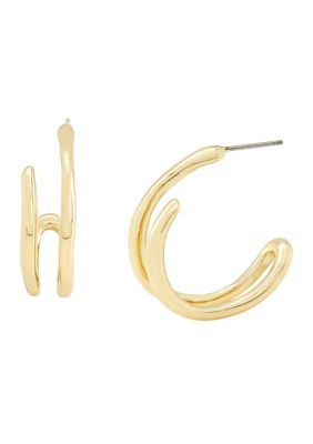 Robert Lee Morris Soho Fluid Bypass Small Hoop Earrings, Gold
