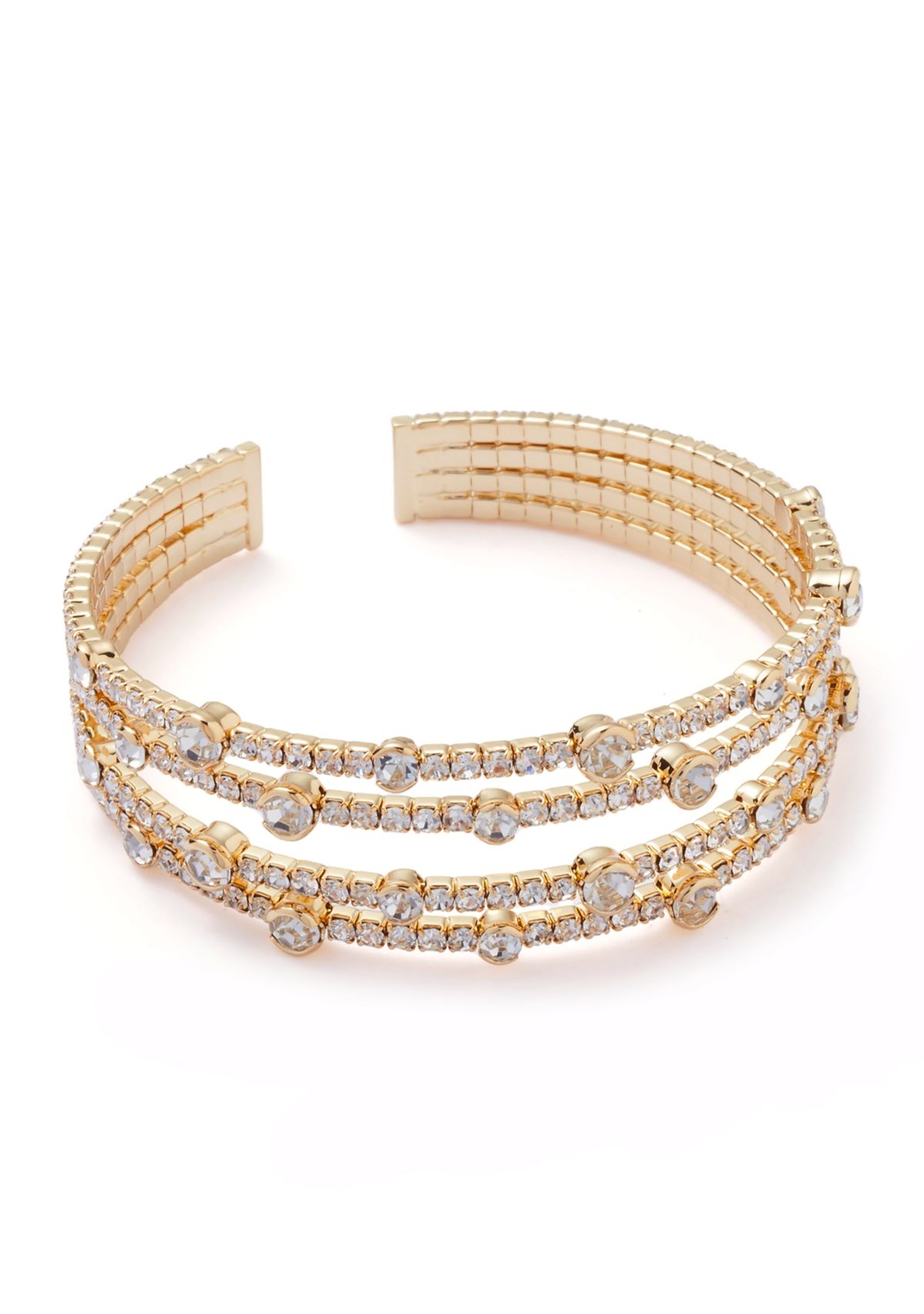 Four Row Sparkling Cuff Bracelet