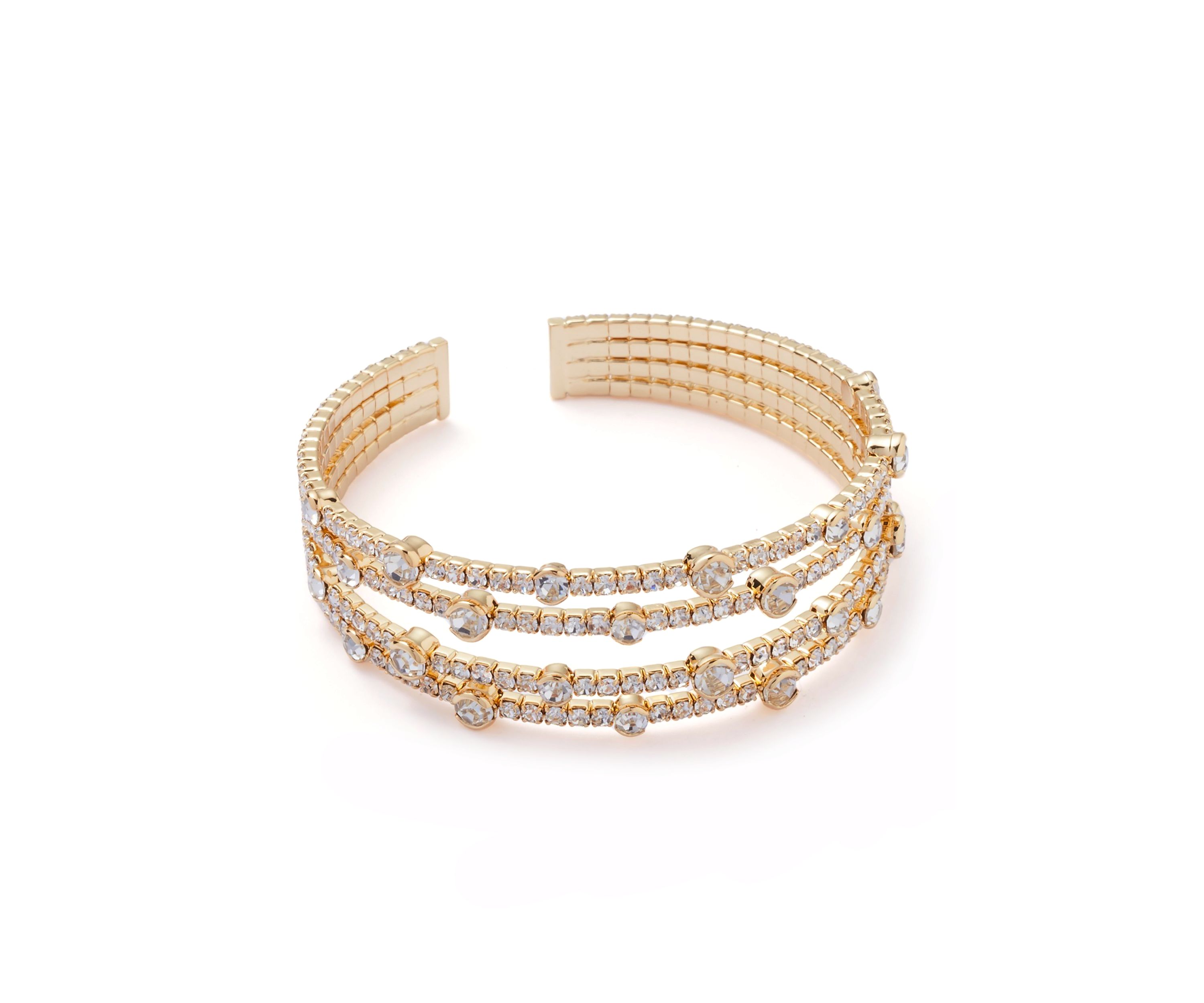 Four Row Sparkling Cuff Bracelet