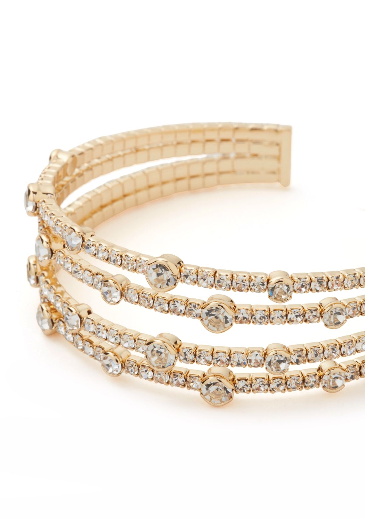 Four Row Sparkling Cuff Bracelet