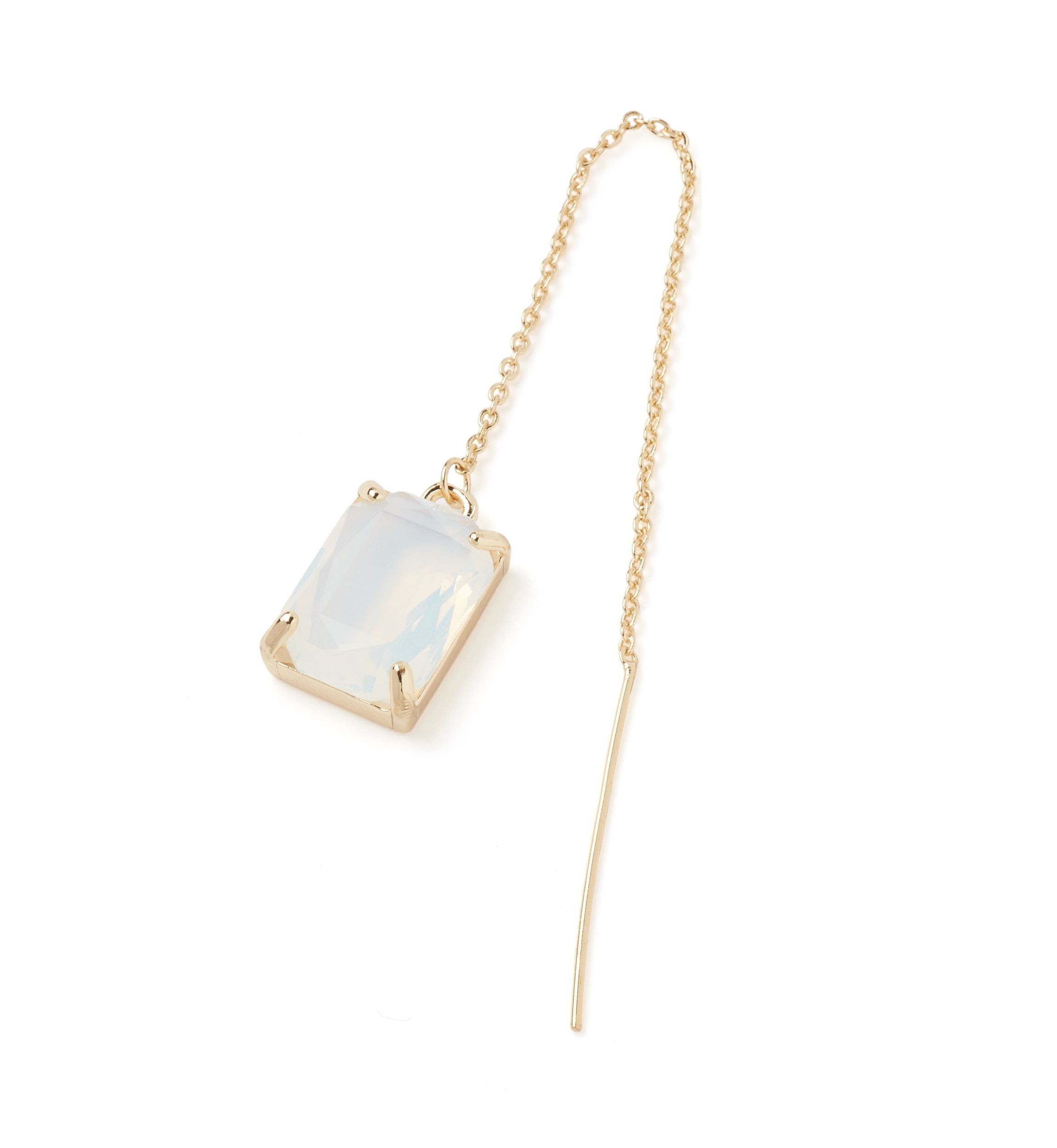 Gold Tone Emerald Cut Threader Earrings