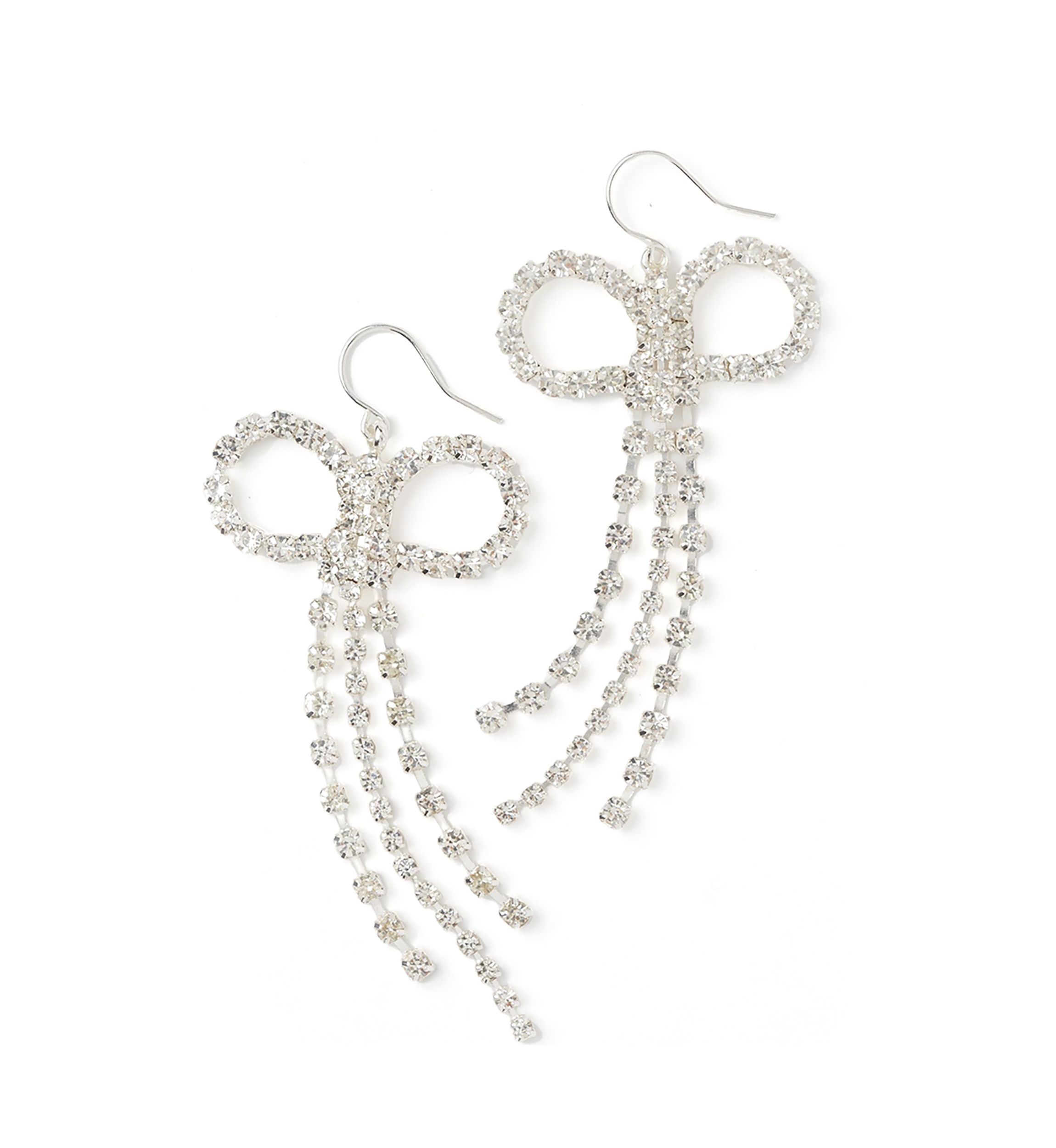 Silver Tone Soft Bow Drop Earrings