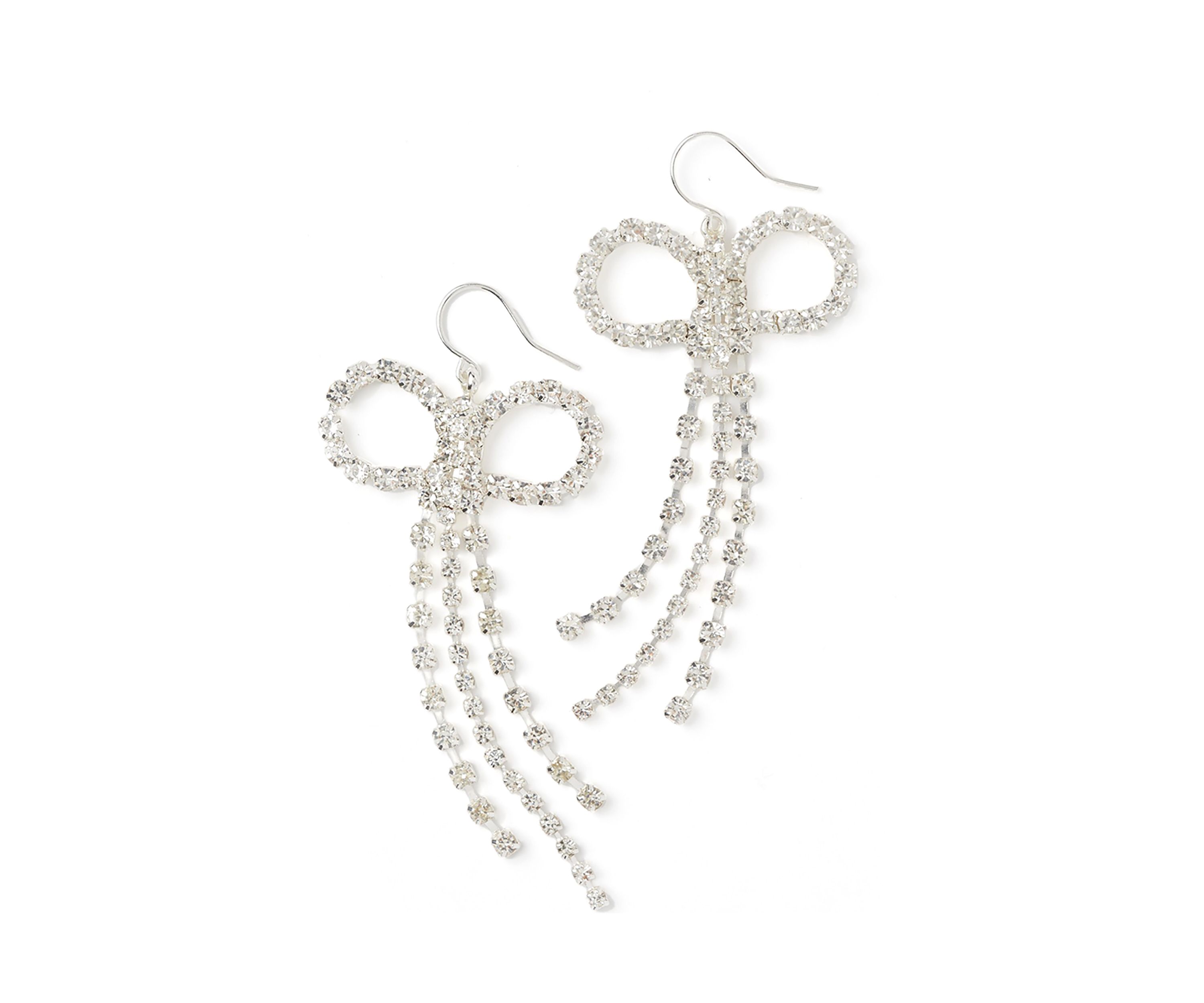 Silver Tone Soft Bow Drop Earrings