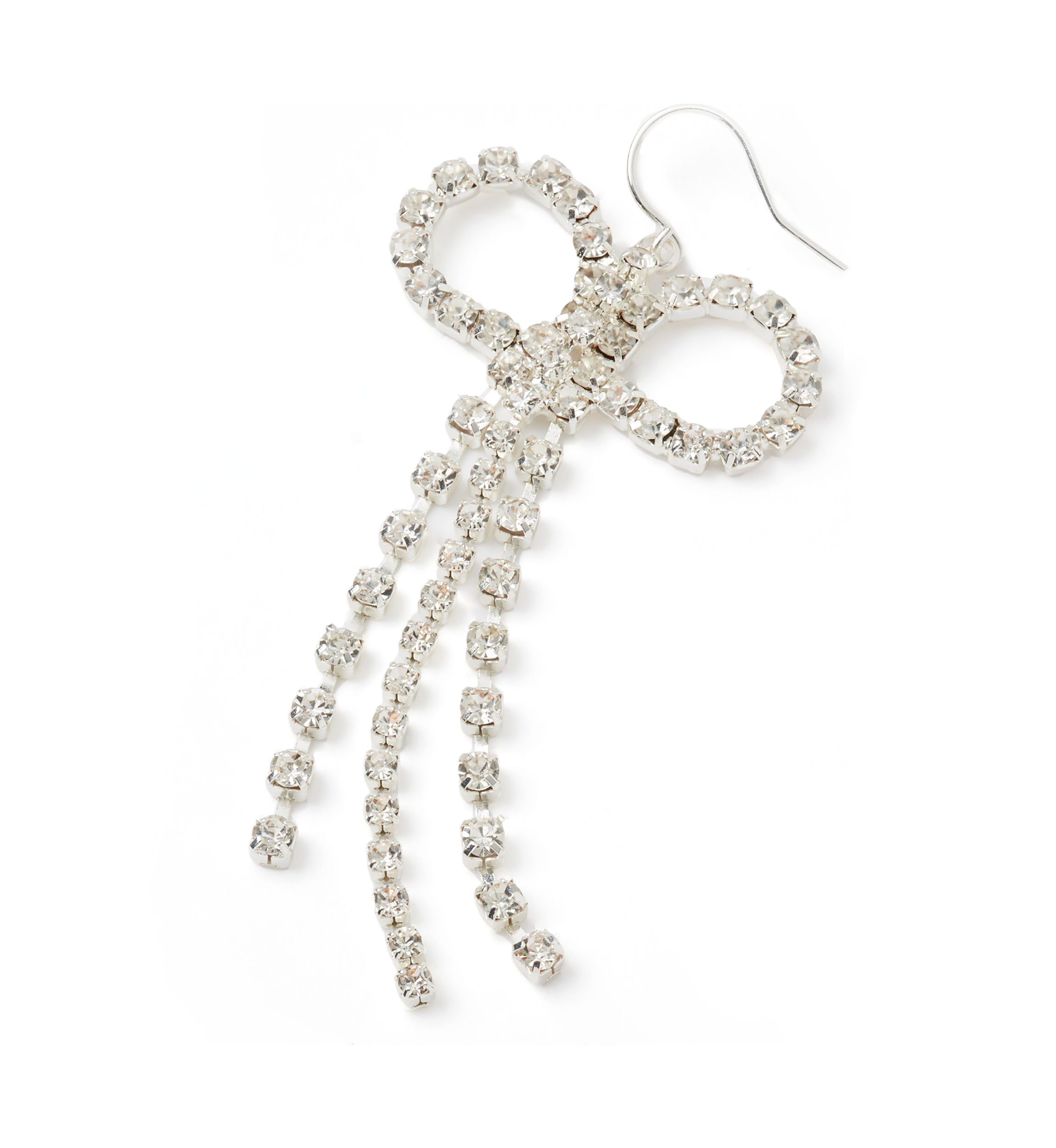 Silver Tone Soft Bow Drop Earrings