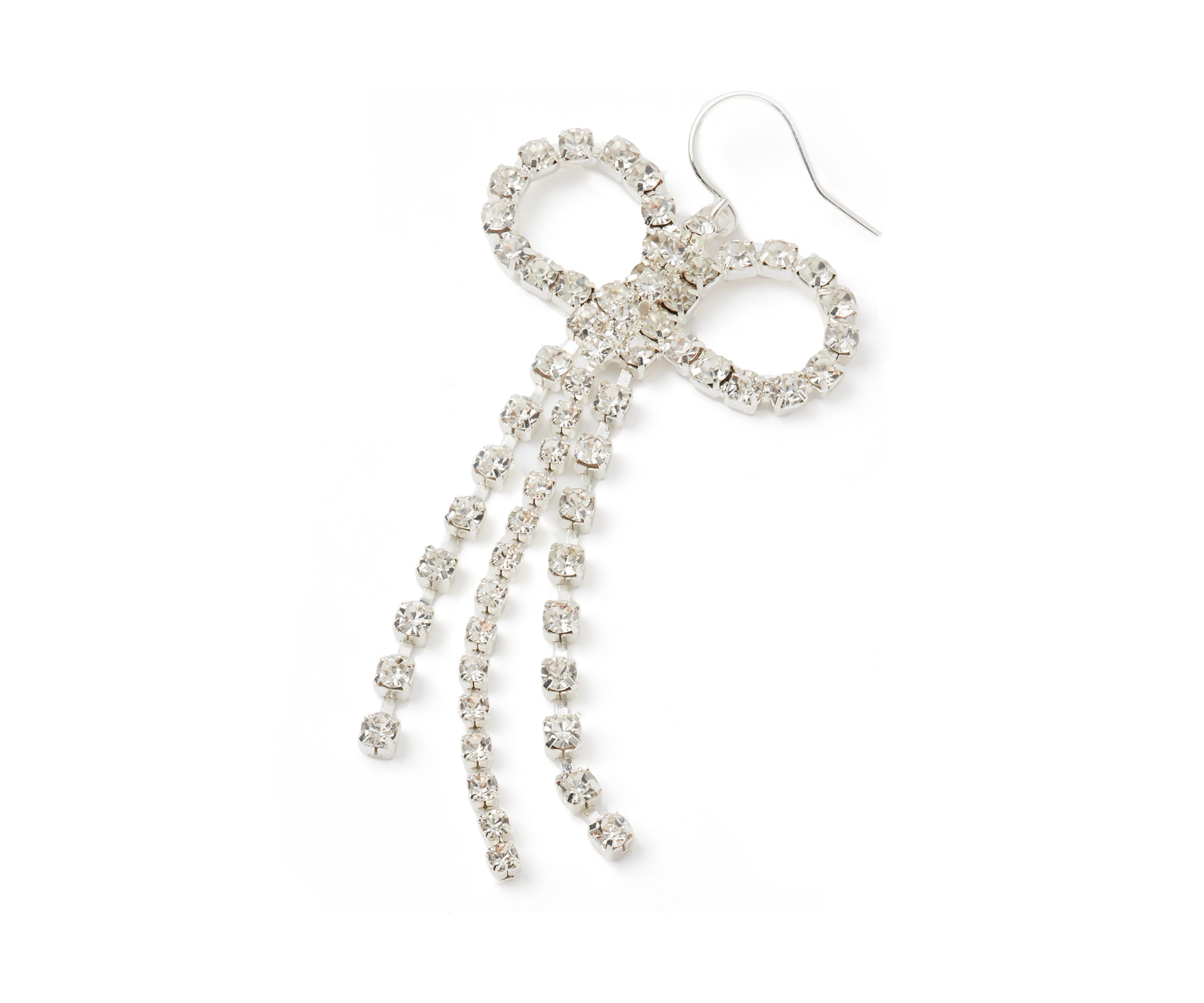 Silver Tone Soft Bow Drop Earrings