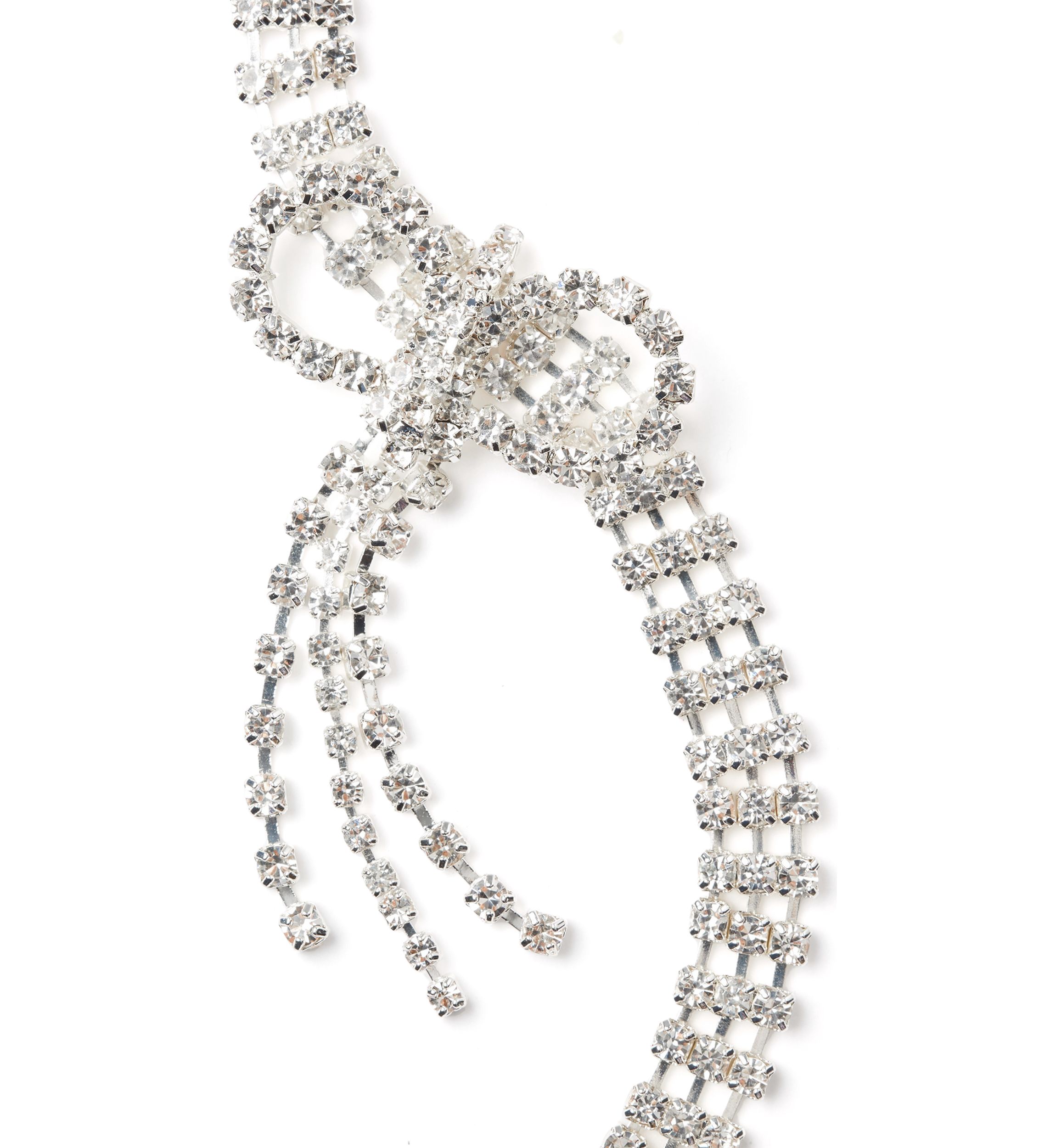 Silver Tone Bow Choker Necklace