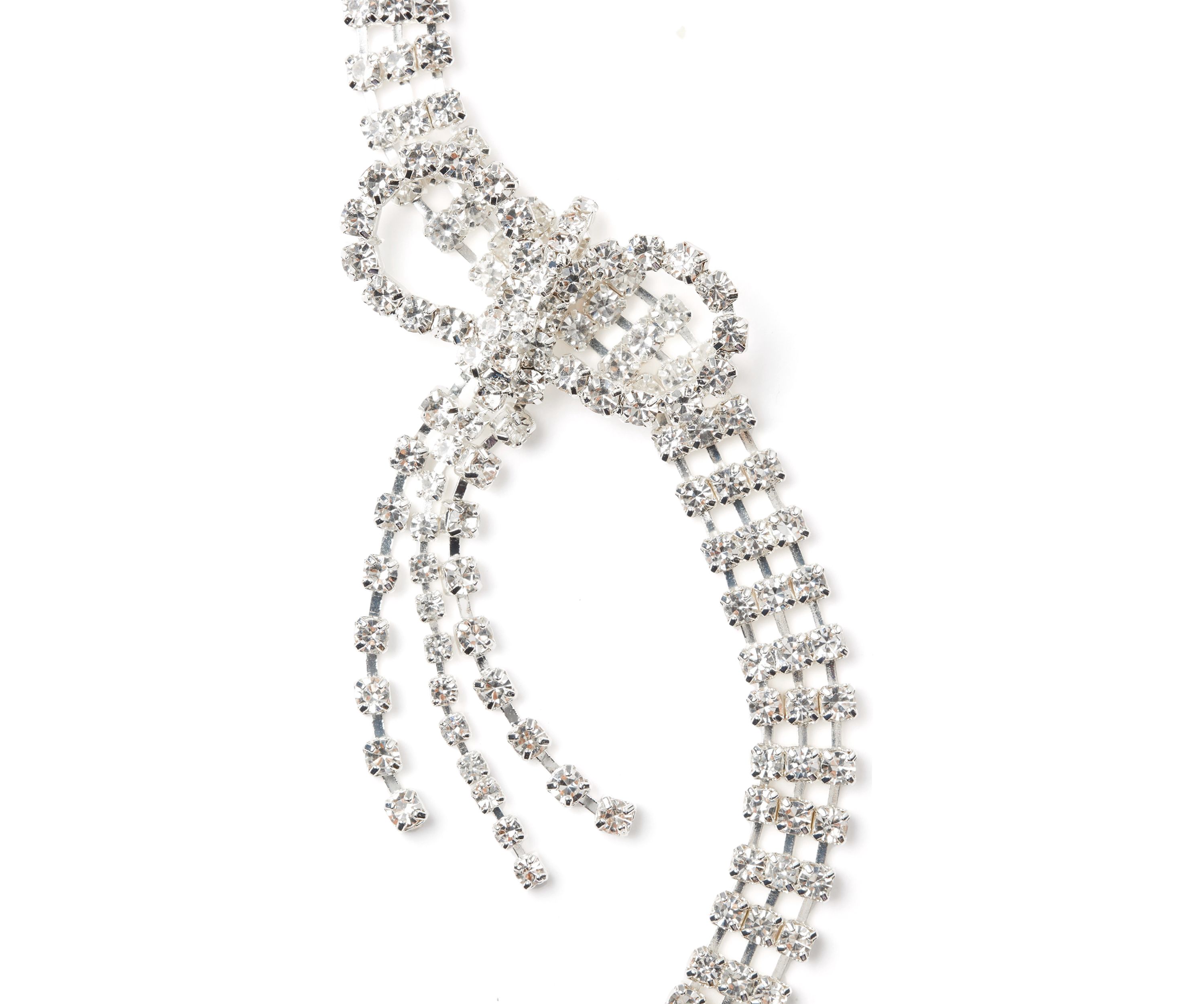 Silver Tone Bow Choker Necklace