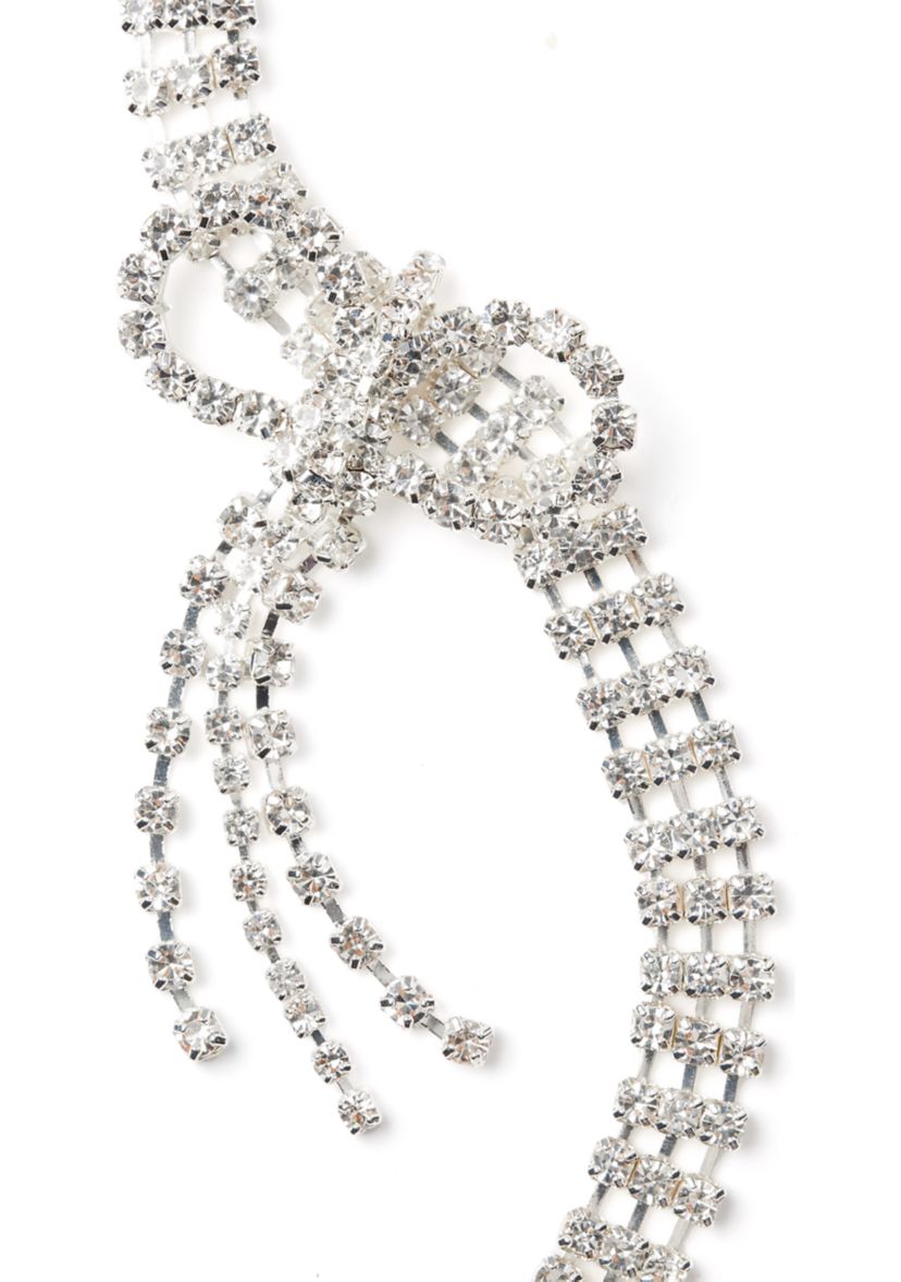 Silver Tone Bow Choker Necklace