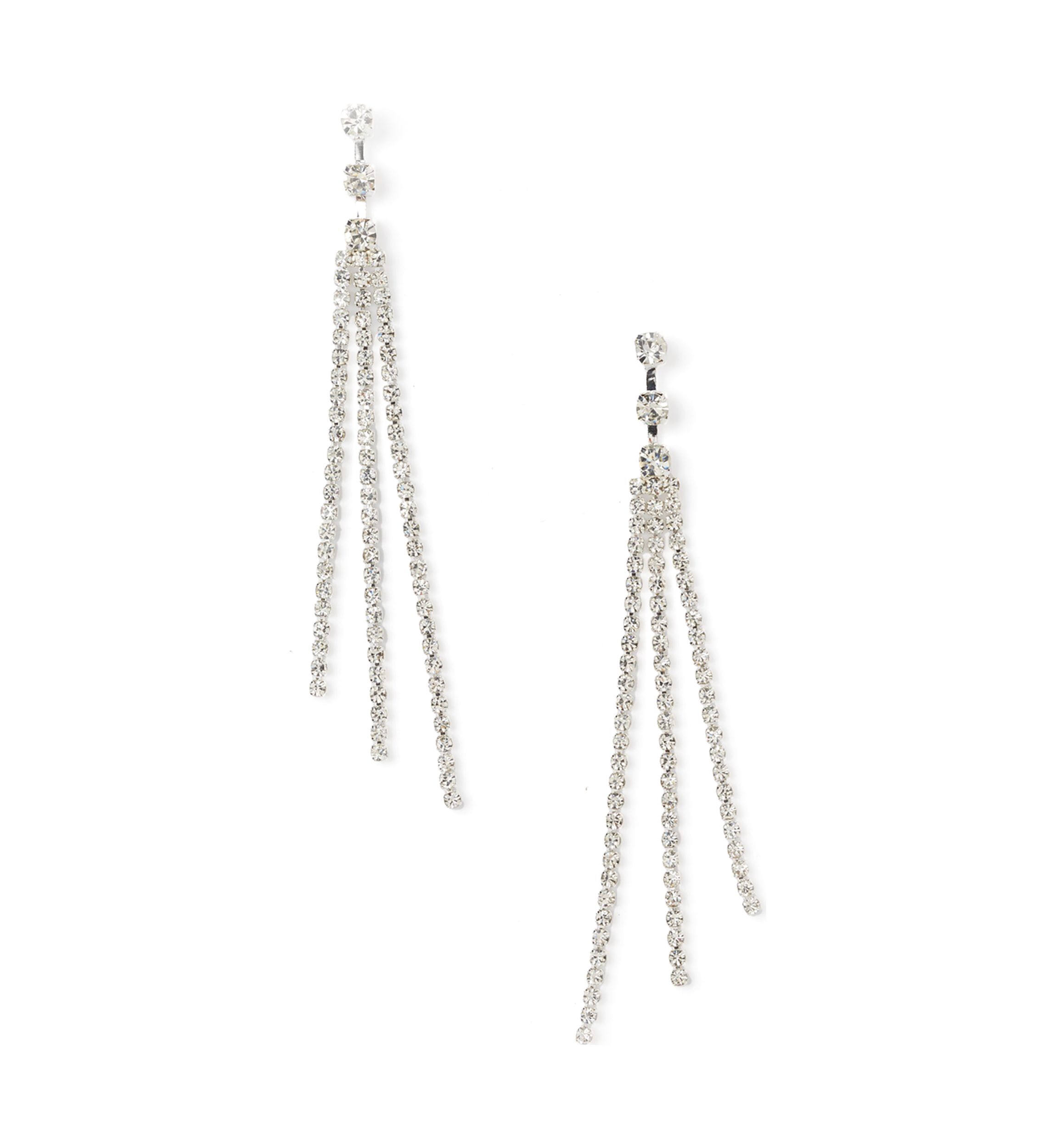Silver Tone Wispy Fringe Drop Earrings