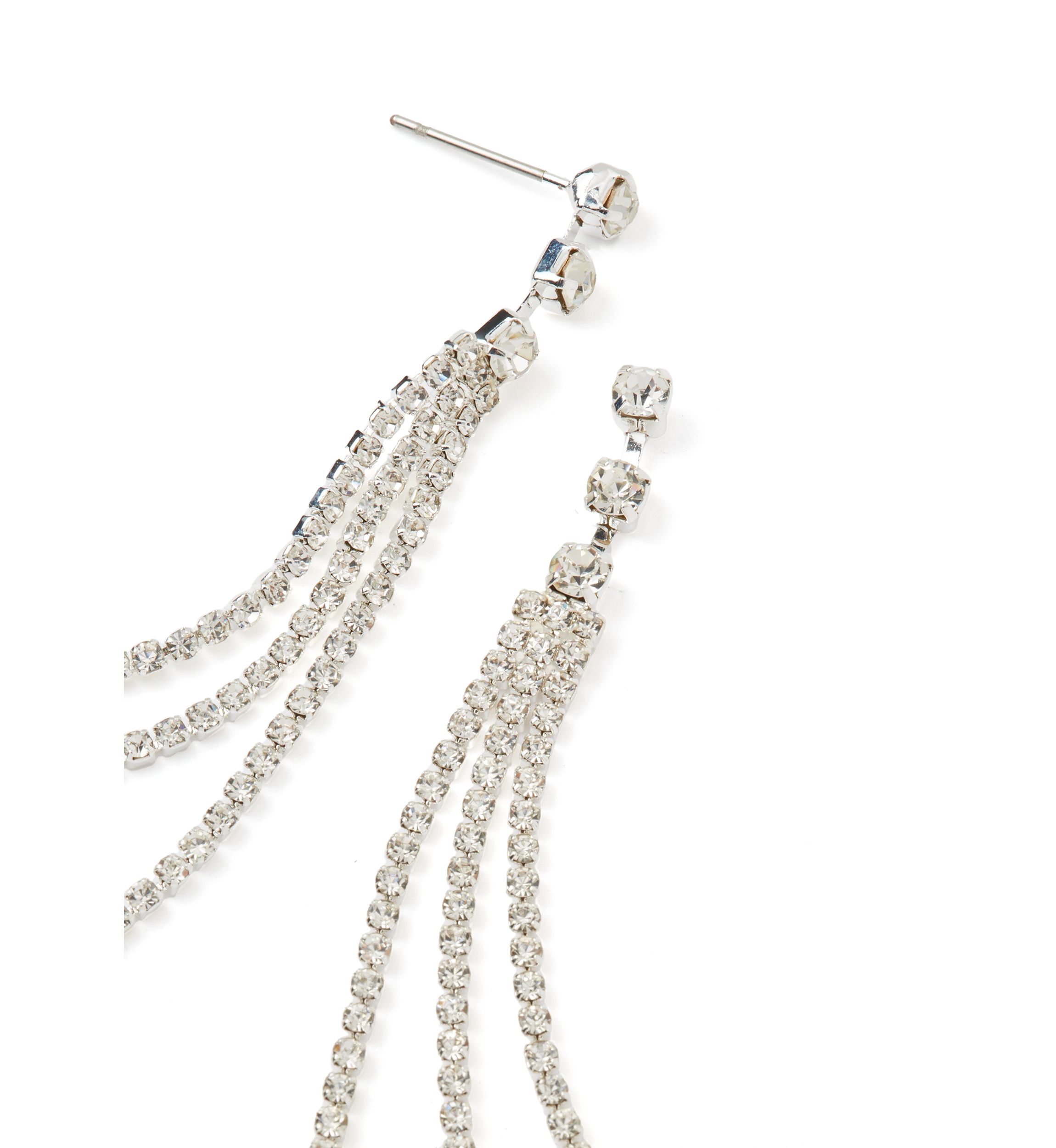 Silver Tone Wispy Fringe Drop Earrings