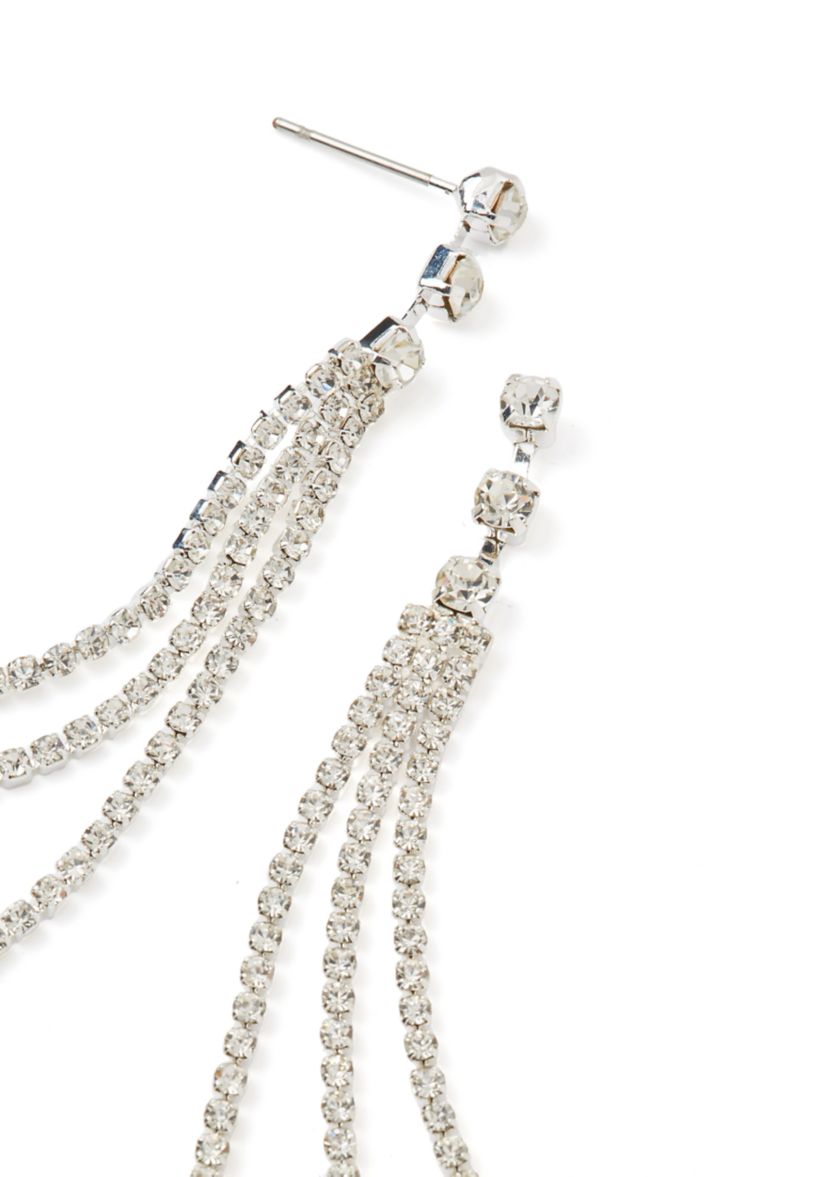Silver Tone Wispy Fringe Drop Earrings