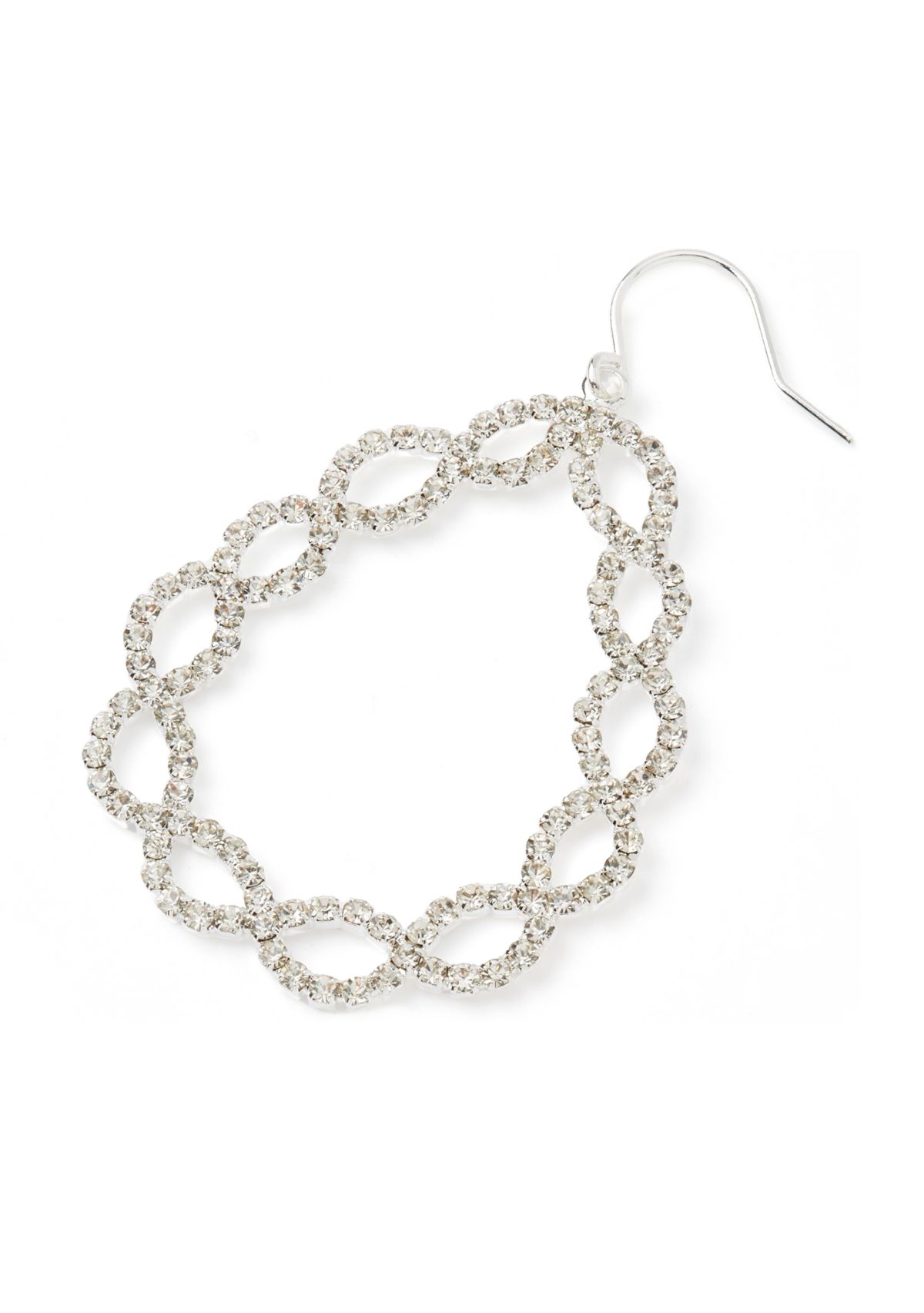 Silver Tone Open Navette Statement Drop Earrings