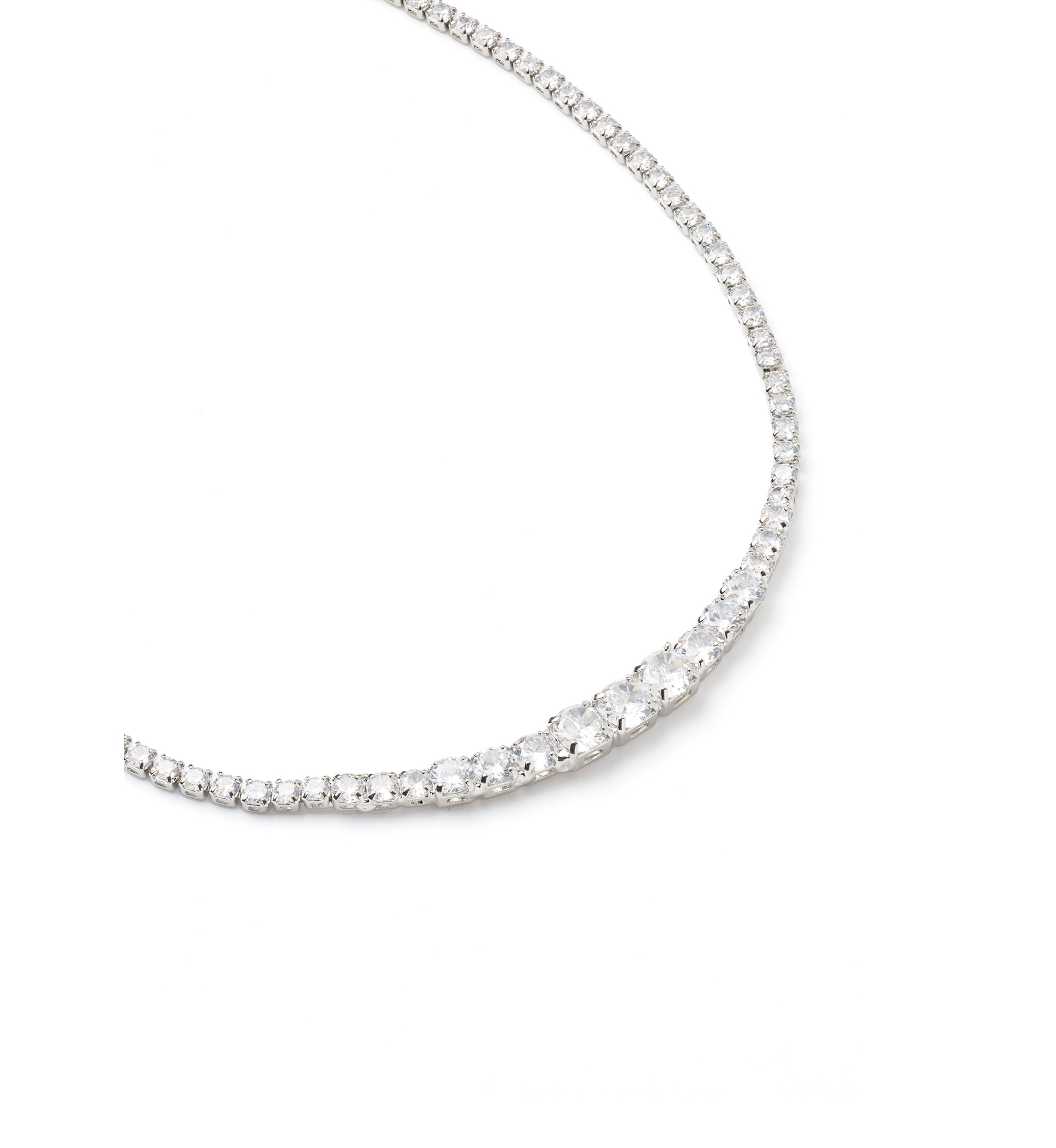 Silver Tone Easy Tennis Frontal Collar Necklace