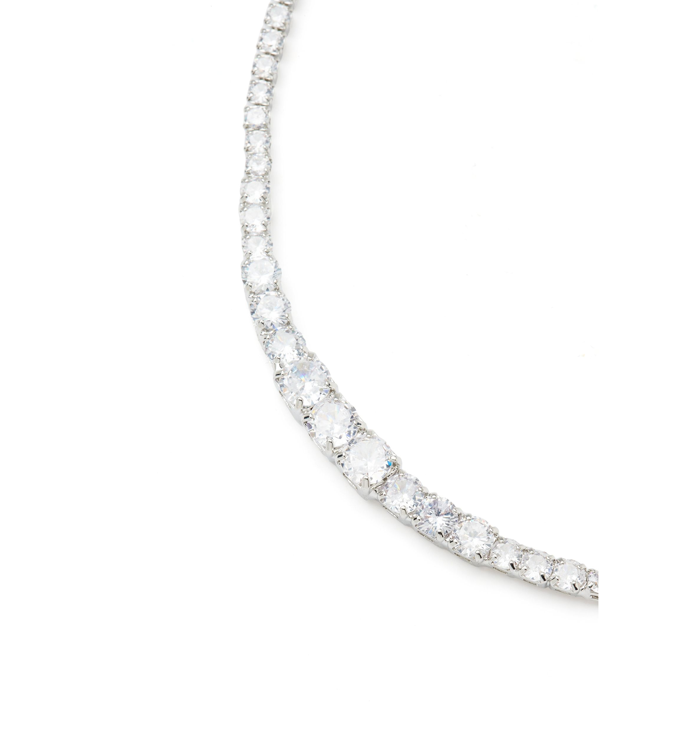 Silver Tone Easy Tennis Frontal Collar Necklace