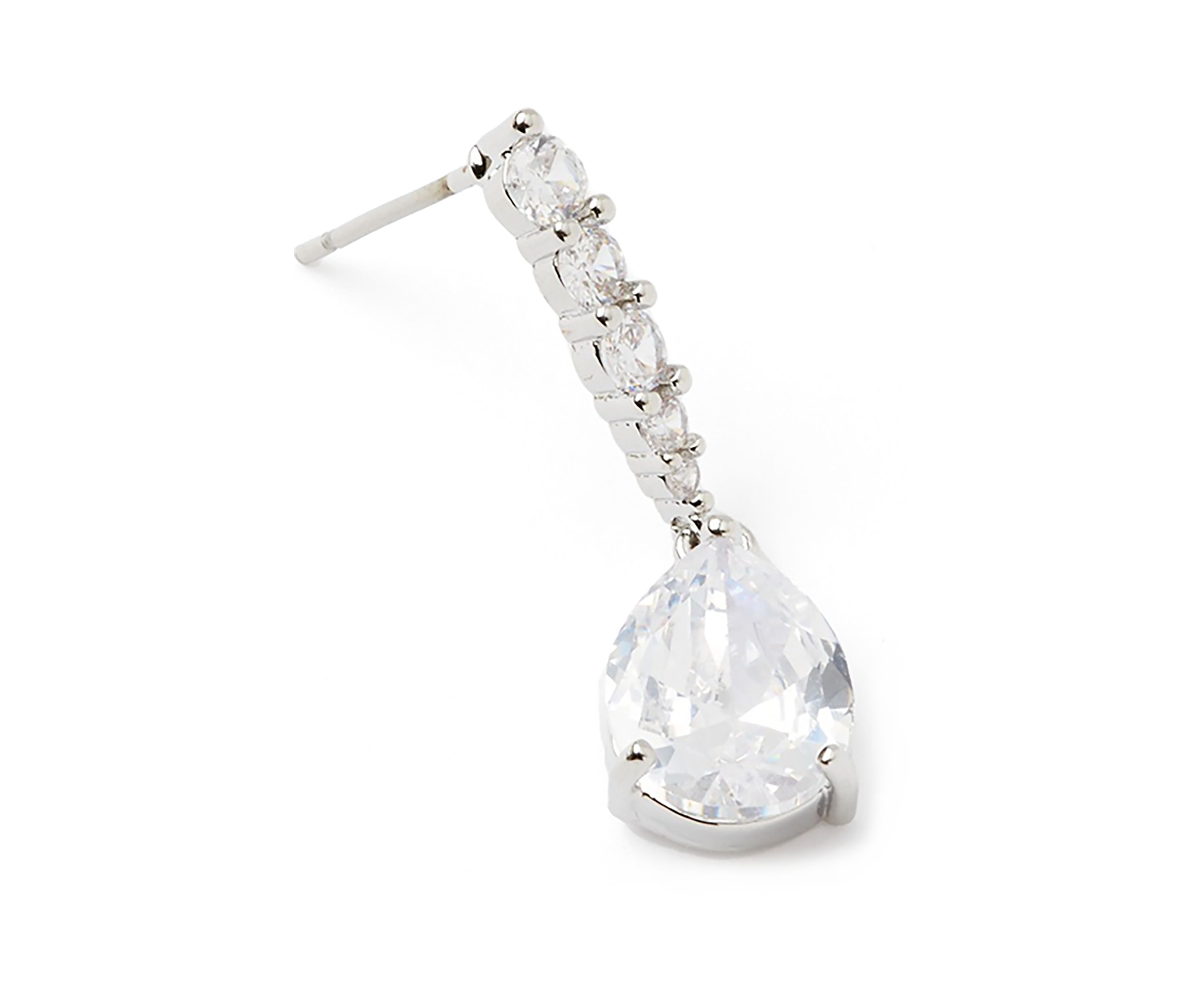 Silver Tone Sparkly Pear Drop Earrings