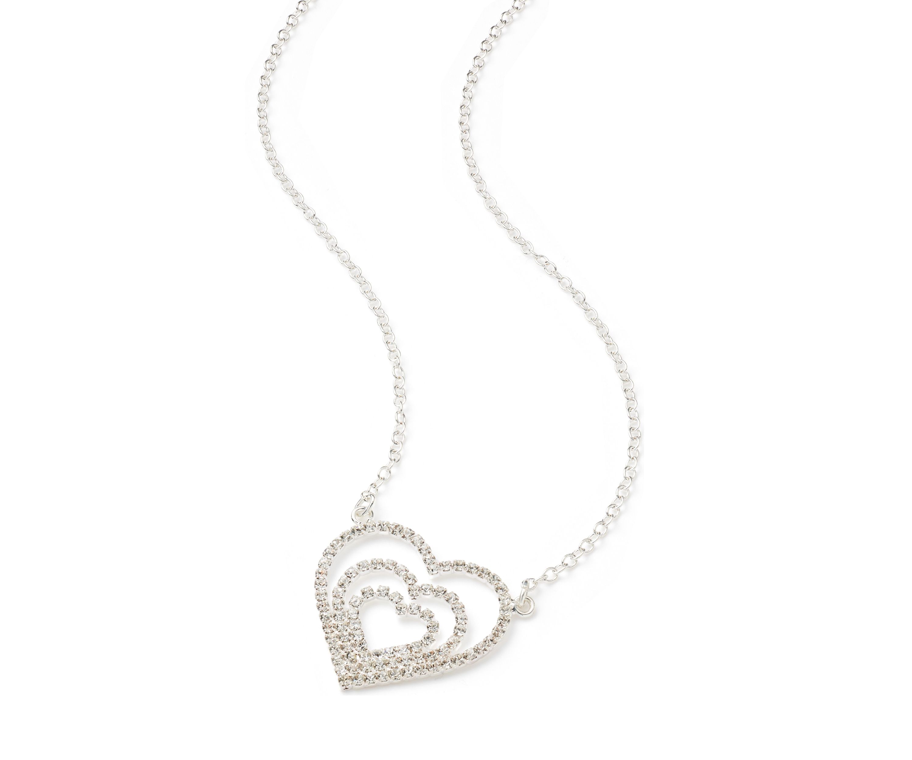 Silver Tone Multi Heart Pendant Necklace