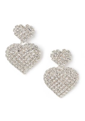 evie & emma Silver Tone Two Heart Solid Drop Earrings