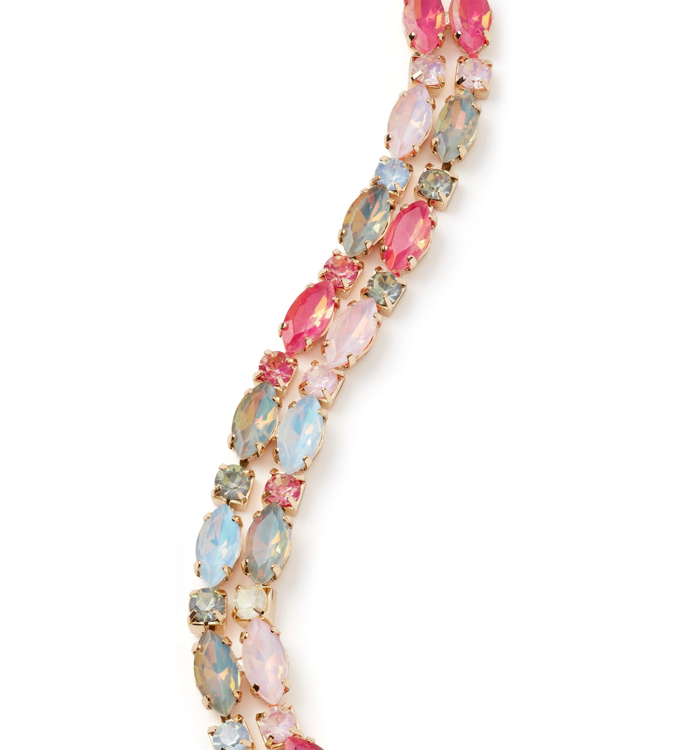 Gold Tone Two Row Multi Colored Bracelet