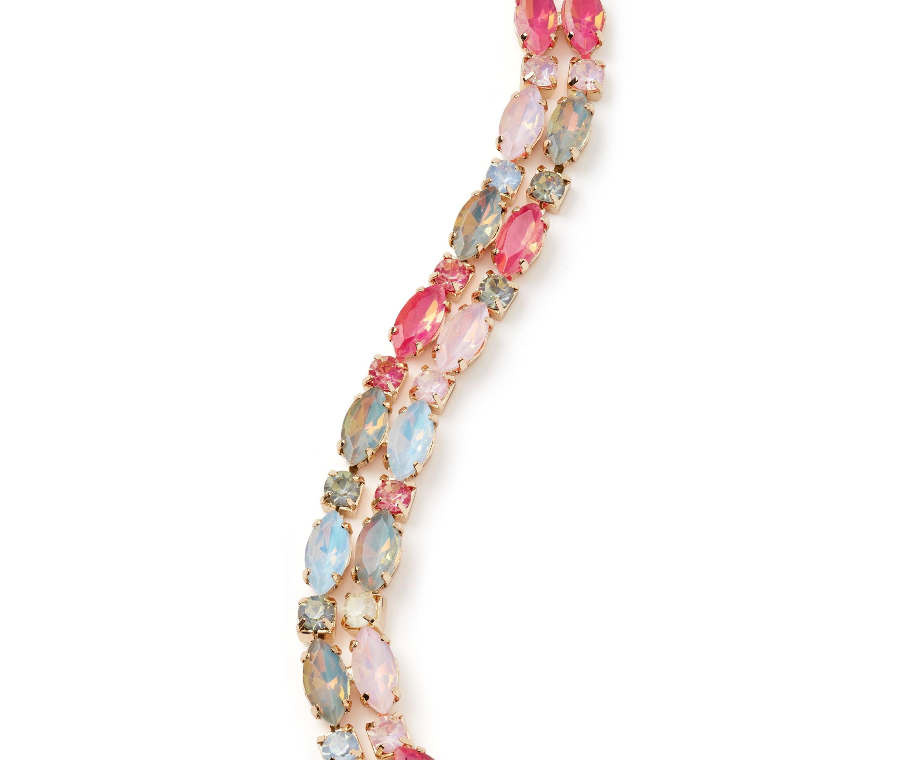 Gold Tone Two Row Multi Colored Bracelet