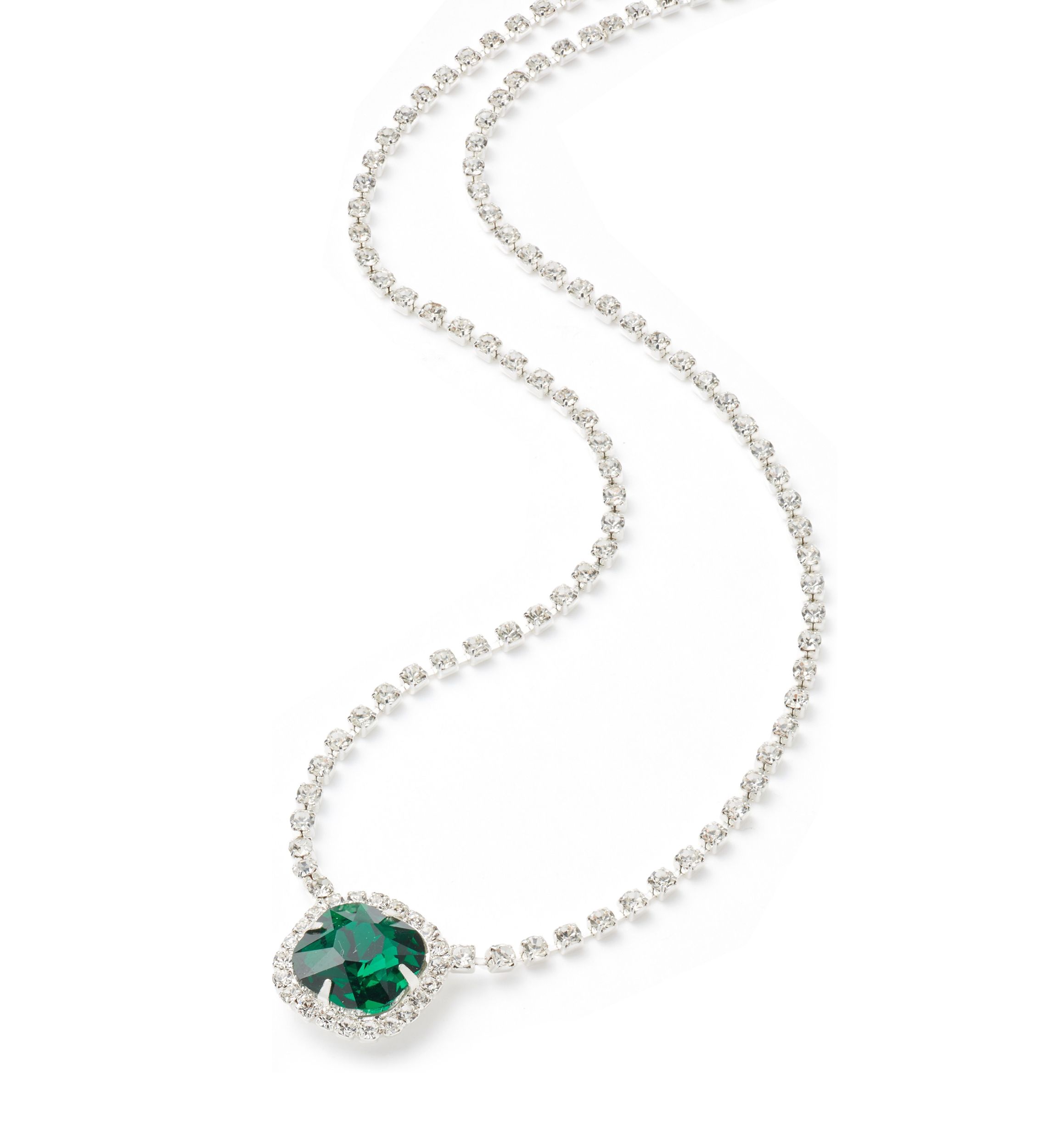 Silver Tone Soiree Sparkle Pendant Necklace
