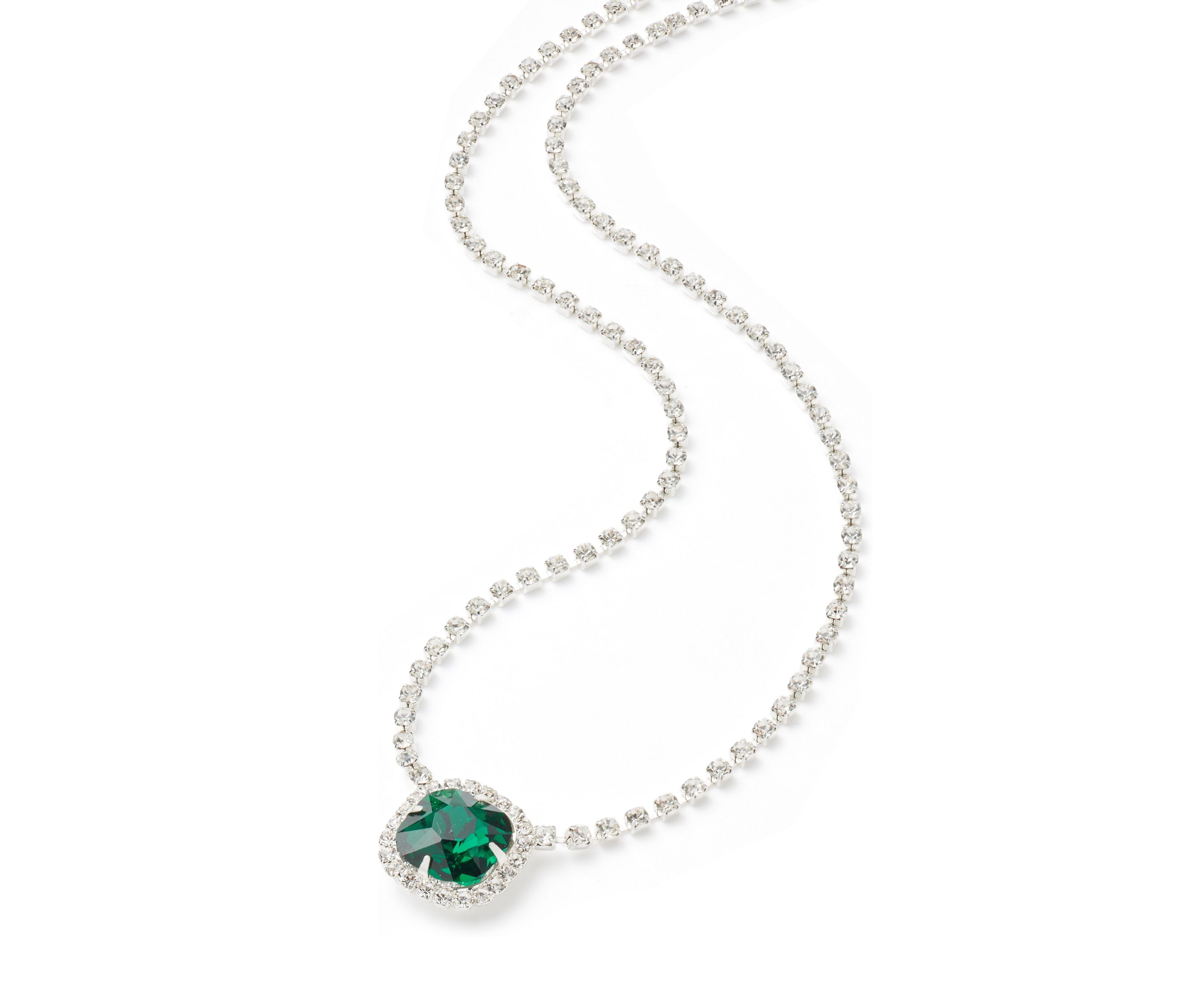 Silver Tone Soiree Sparkle Pendant Necklace