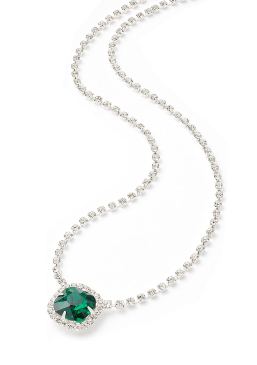 Silver Tone Soiree Sparkle Pendant Necklace