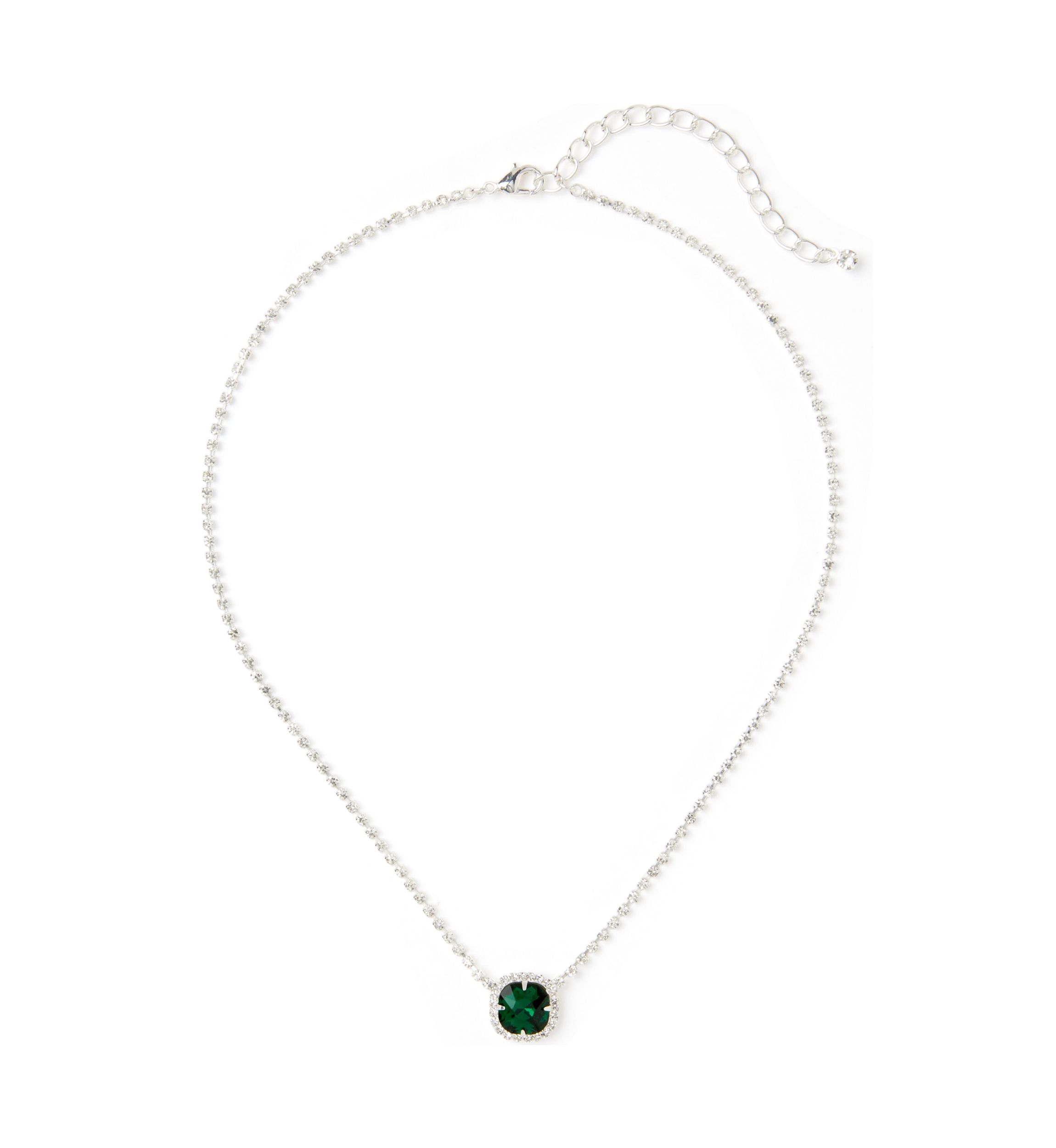 Silver Tone Soiree Sparkle Pendant Necklace