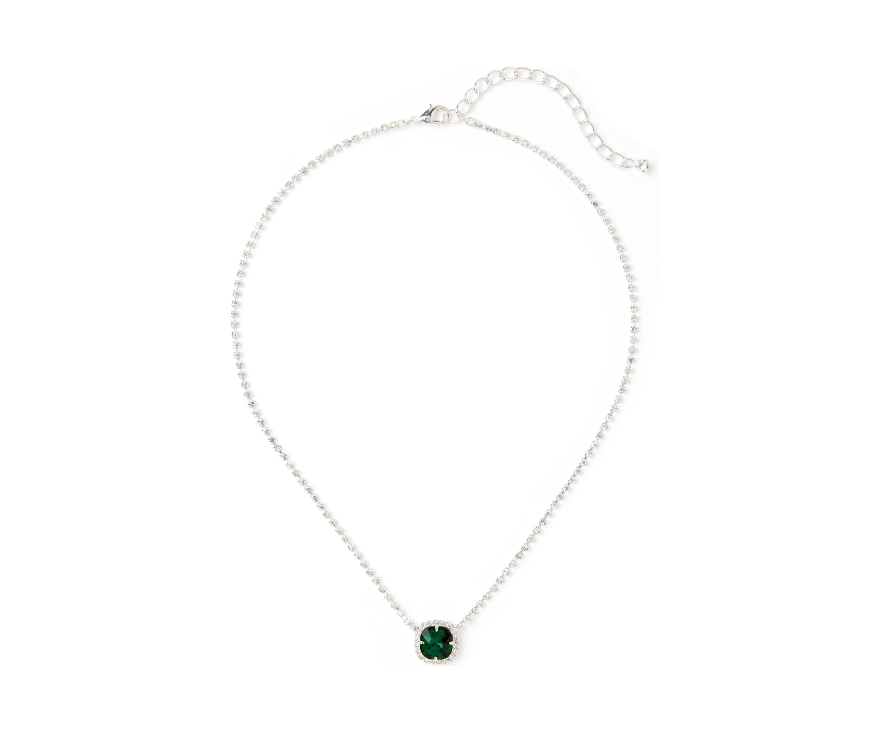 Silver Tone Soiree Sparkle Pendant Necklace