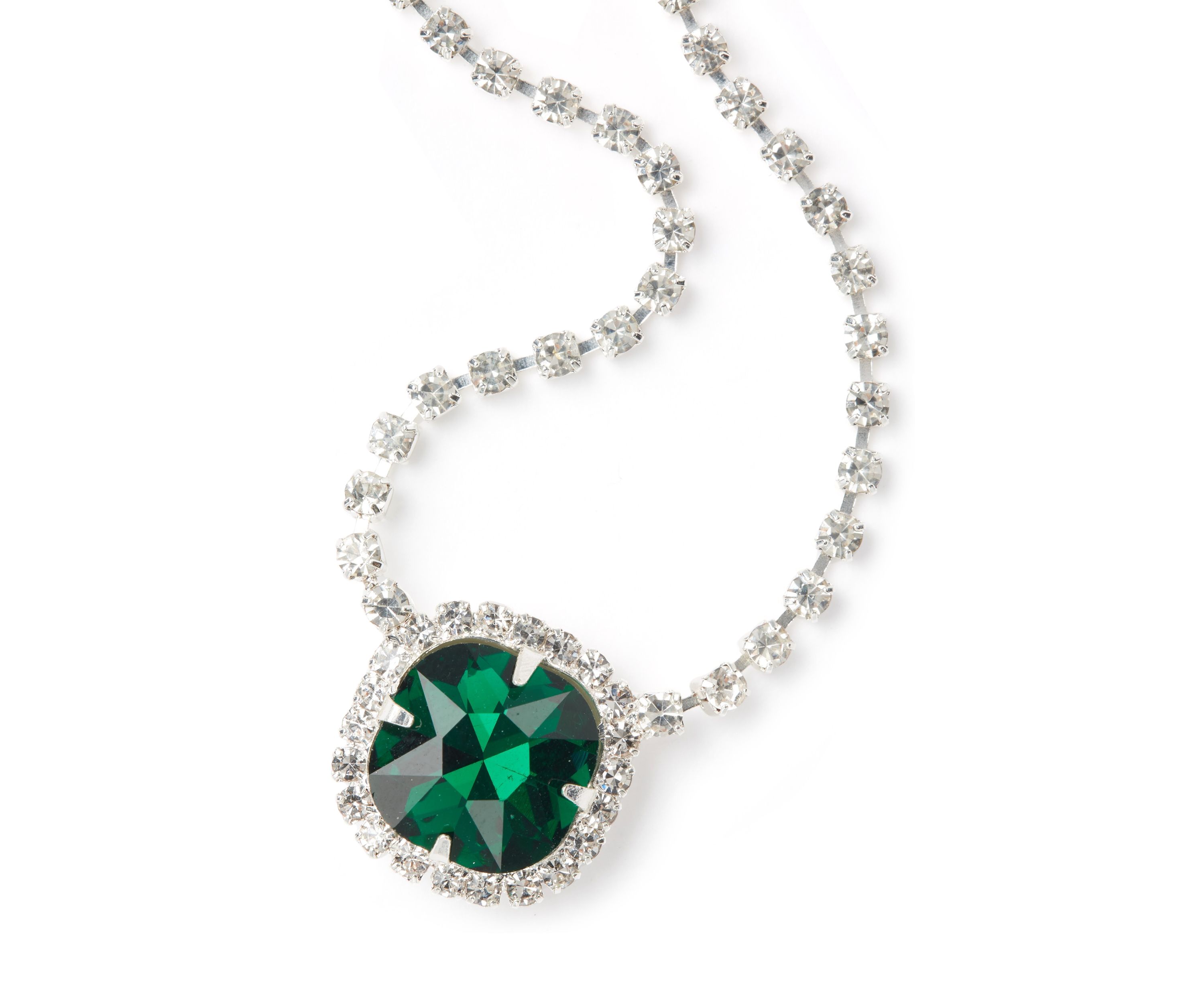 Silver Tone Soiree Sparkle Pendant Necklace