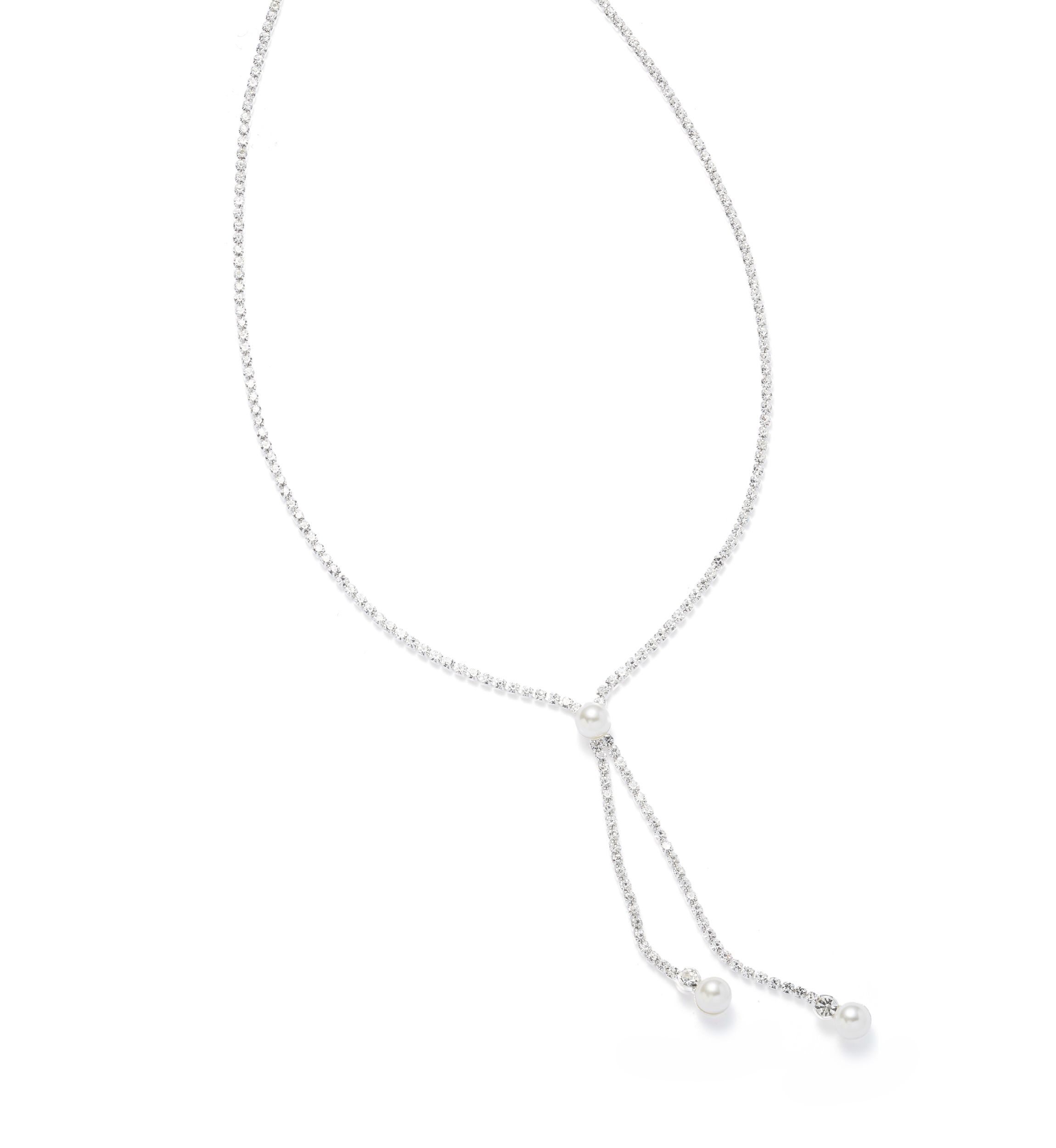 Silver Tone Extra Elegant Linear Y Necklace