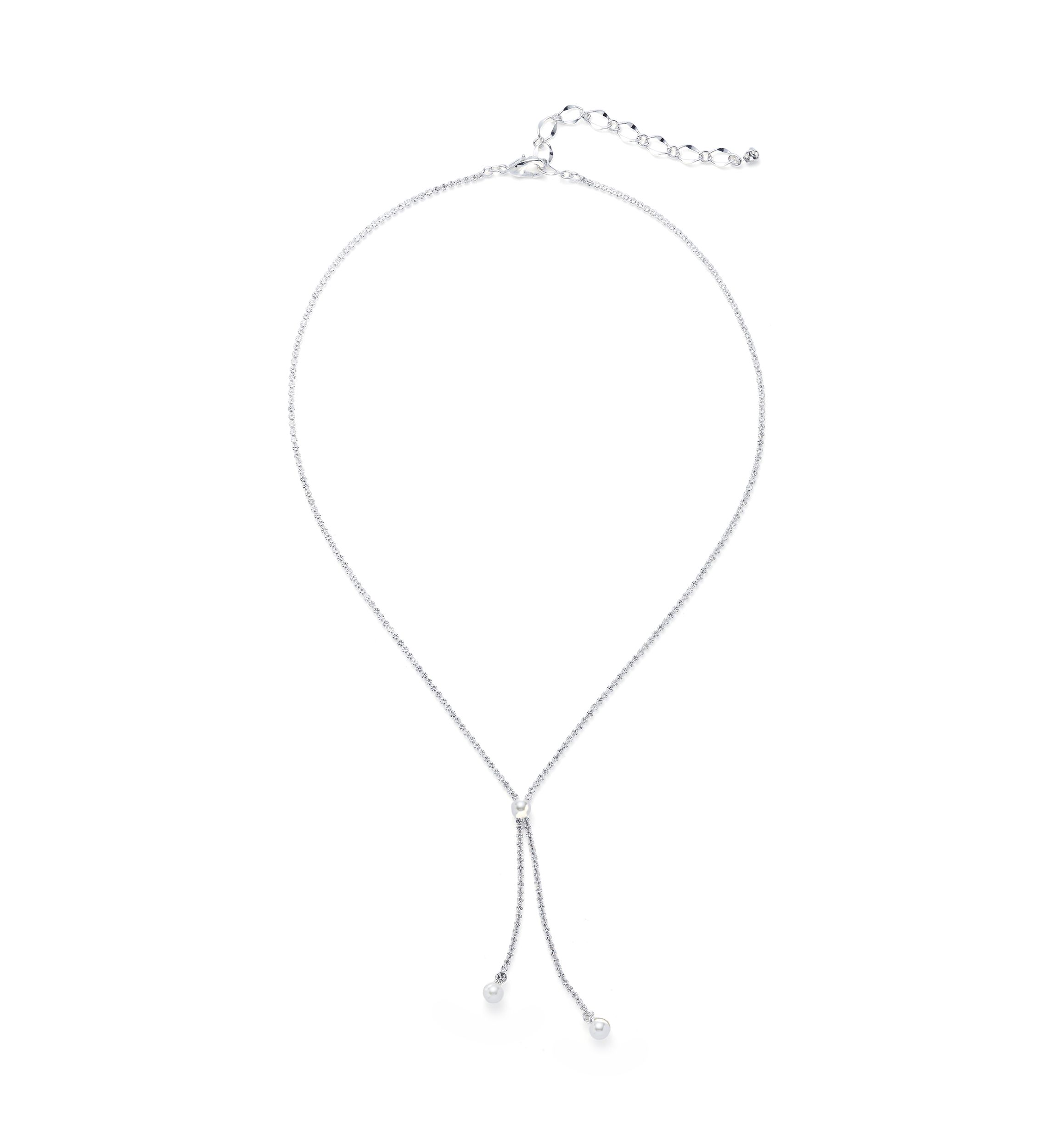 Silver Tone Extra Elegant Linear Y Necklace