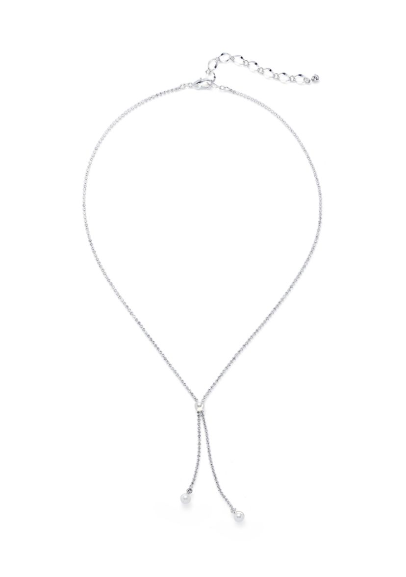 Silver Tone Extra Elegant Linear Y Necklace