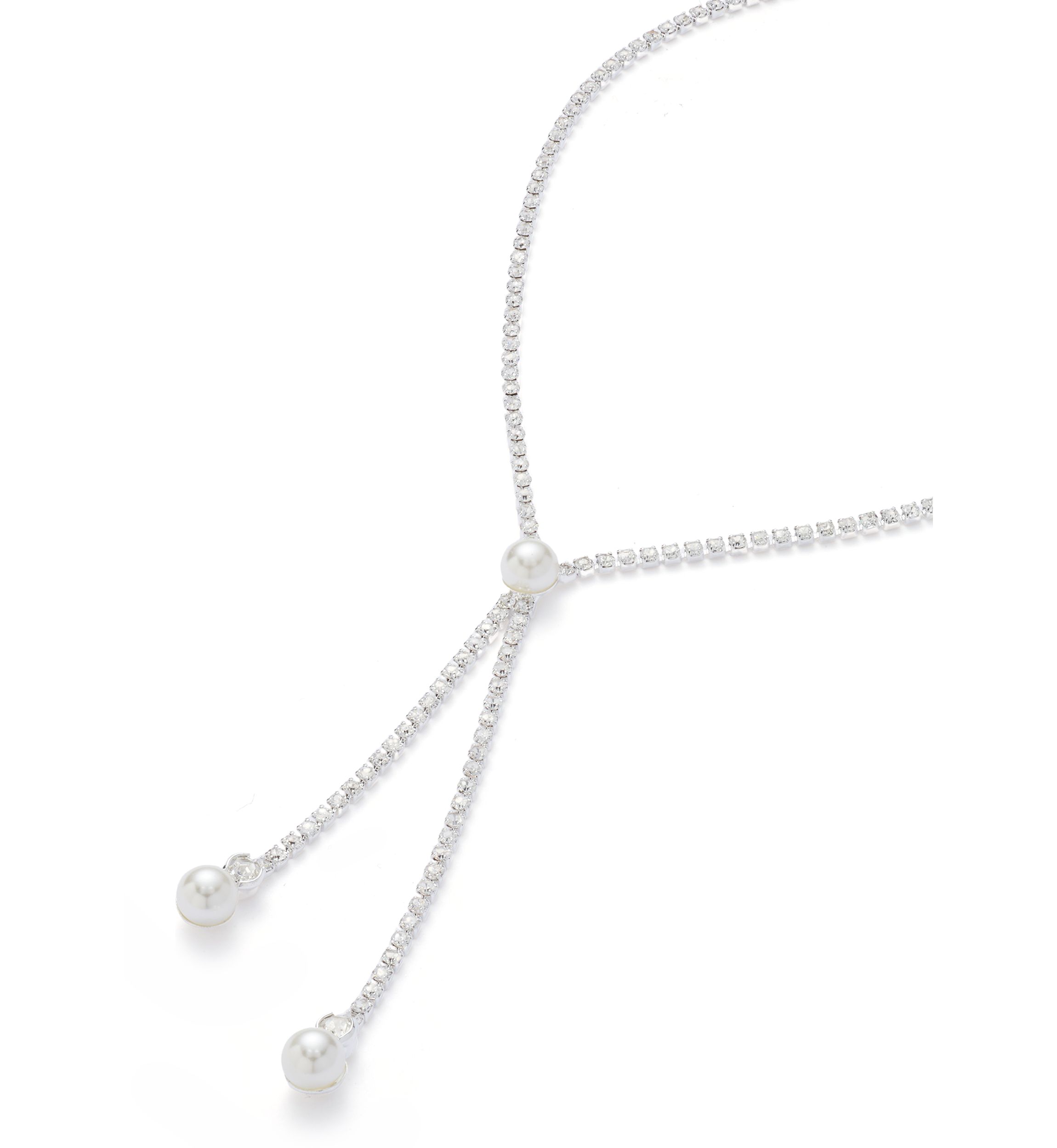 Silver Tone Extra Elegant Linear Y Necklace
