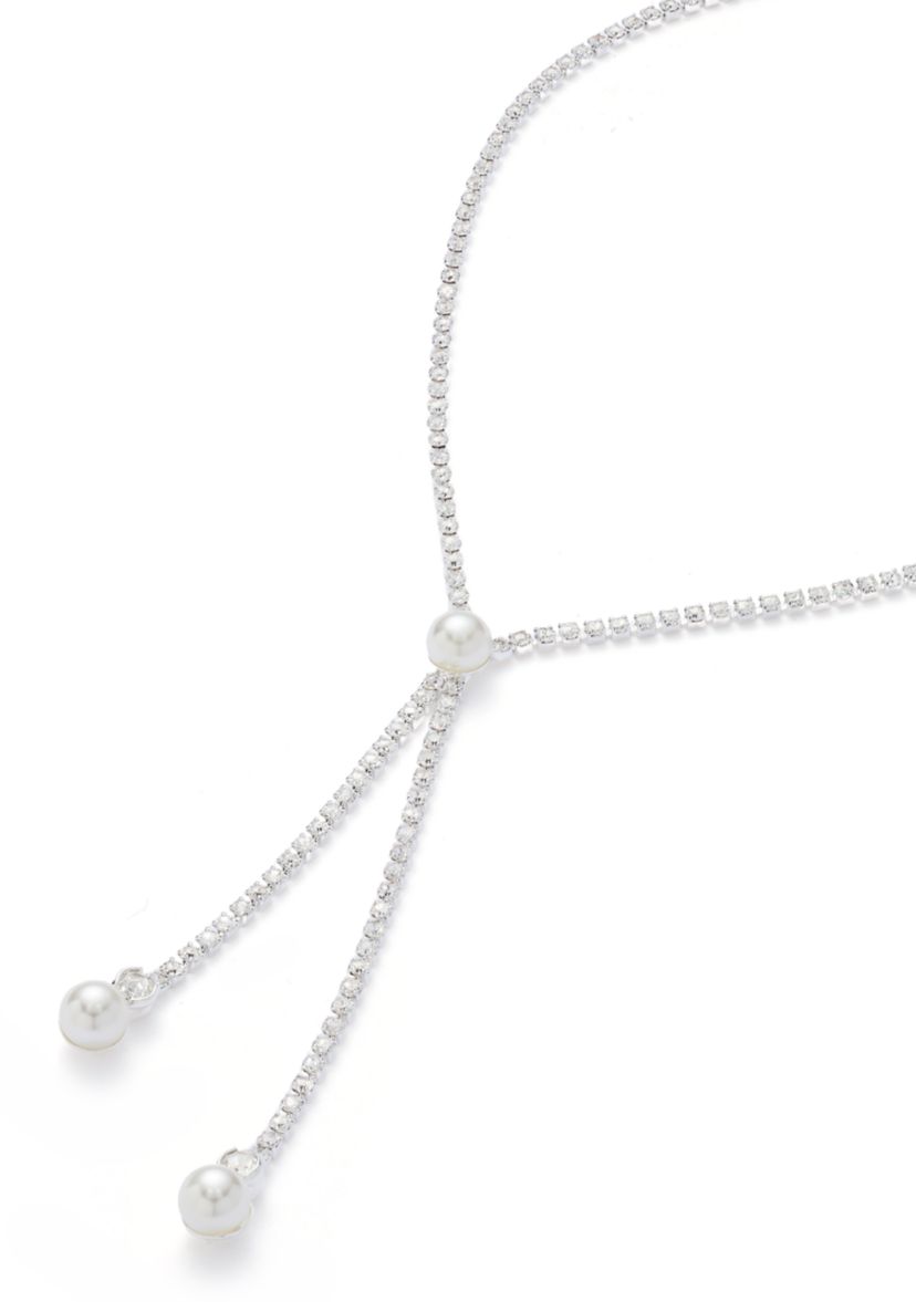 Silver Tone Extra Elegant Linear Y Necklace