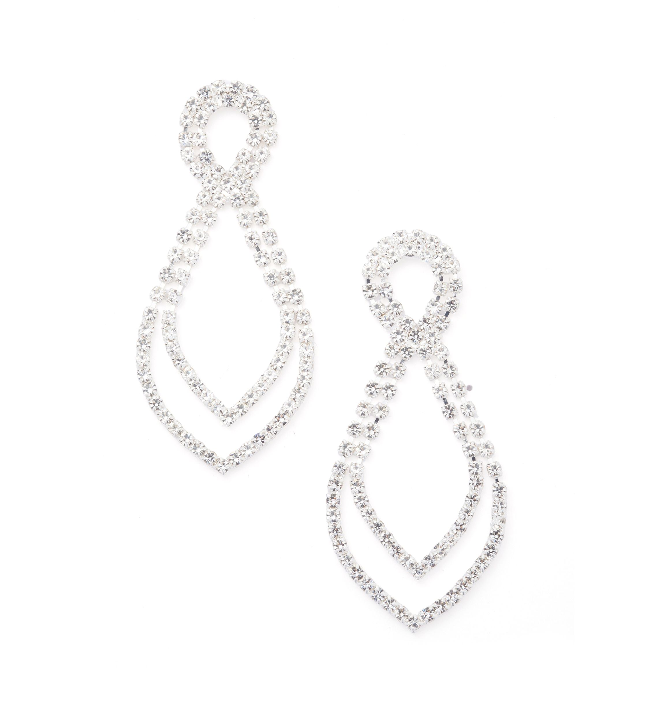 Silver Tone Shimmery Open Statement Earrings